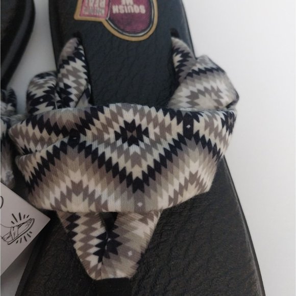 NWT Sanuk Yoga Mat Sling Back Flat Sandal Gray Black White Print New Sz 7 - Picture 6 of 12